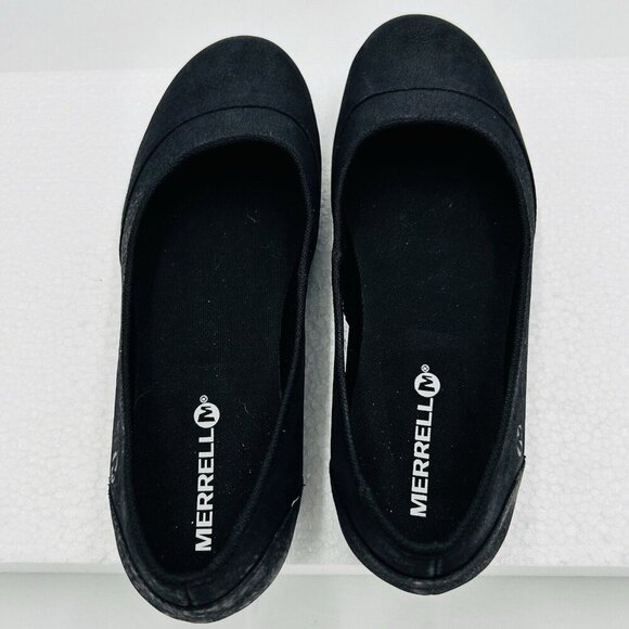 Merrell Performance Leather Suede Ballet Flats Slides Women's Sz 6.5 Black - Picture 6 of 7